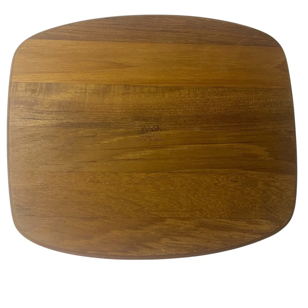 Vintage Dansk Teak Wood Cheese Board Cutting Charcuterie Knife‎ Set MCM Denmark